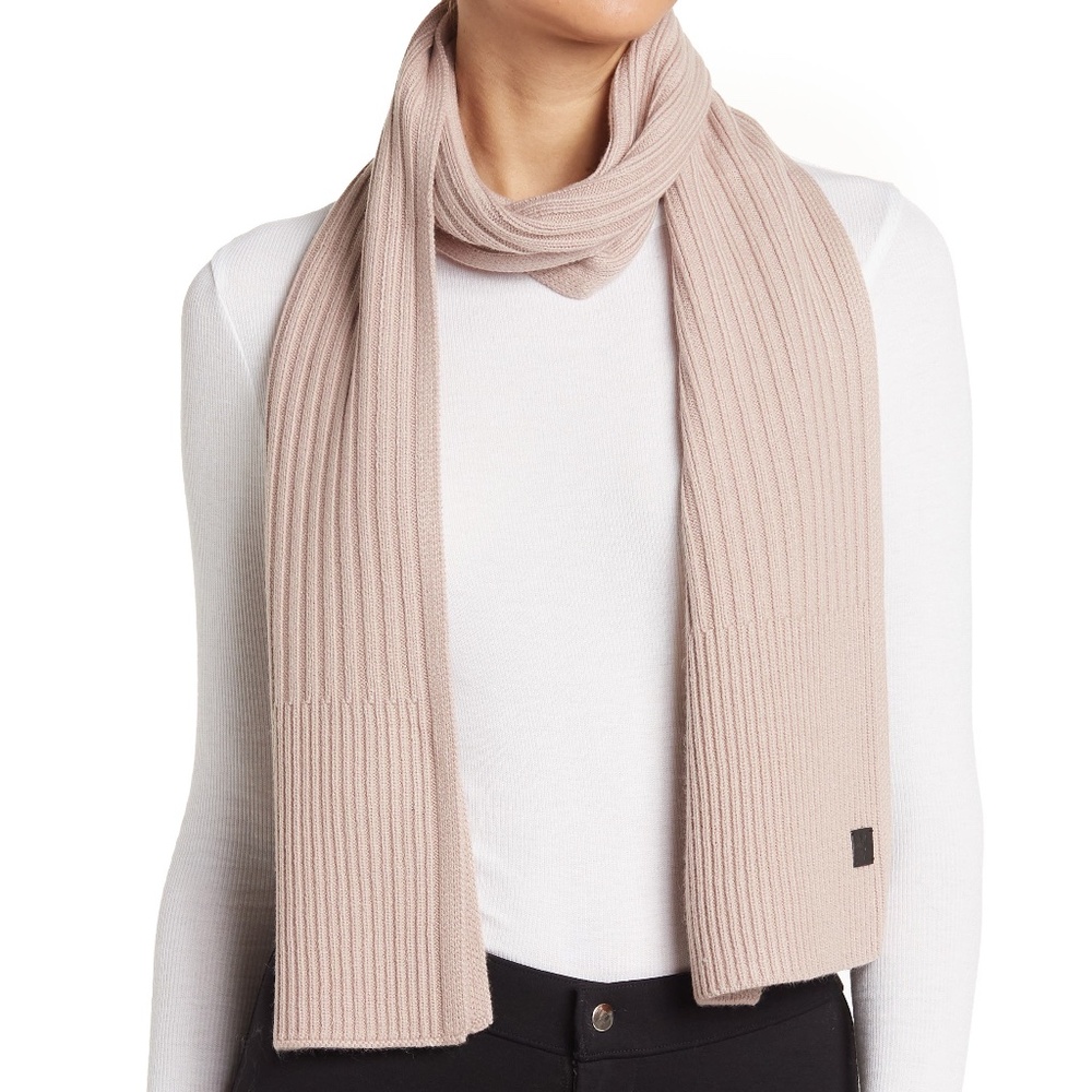 New ALLSAINTS Ribbed Knit Scarf in Blush